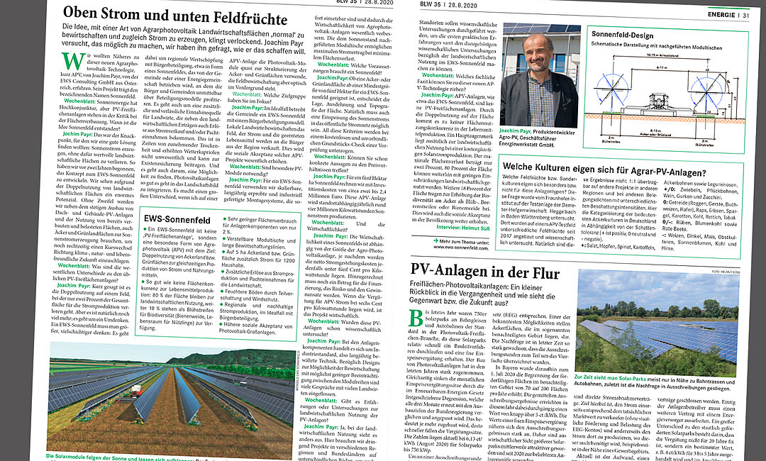 EWS-Sonnenfeld, Agrophotovoltaikdesign aus Österreich franz