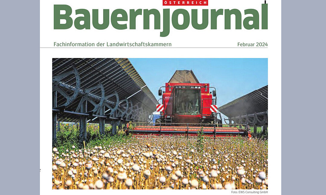 Bauernjournal Österreich berichtet über positiven Praxistest auf der Agri-PV-Anlage EWS Sonnenfeld in Bruck/Leitha